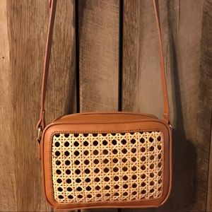 Cane Webbing Rattan Style Boho Crossbody Bag NWOT
